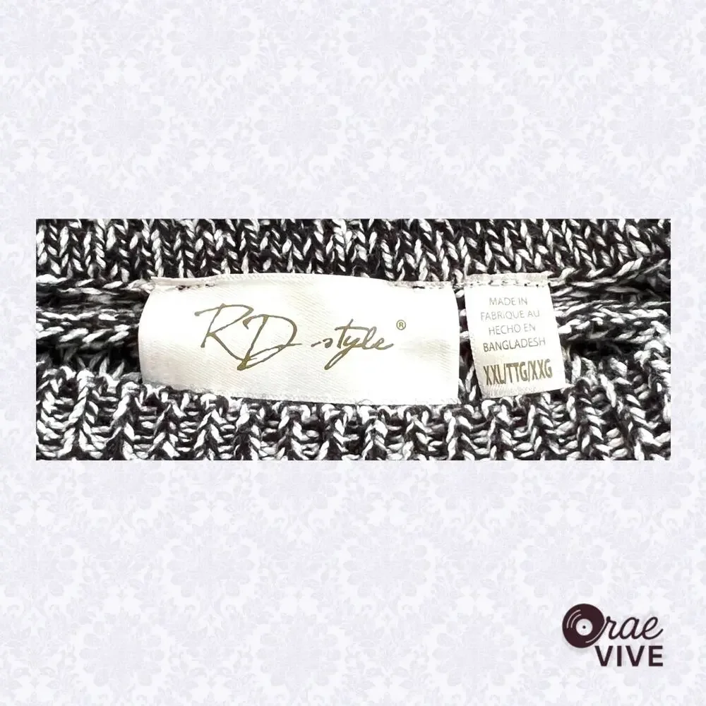 RD Style Rowca Grey Heathered Knit Sweater Brown Suede Elbow Patches Women's XXL - Picture 5 of 8